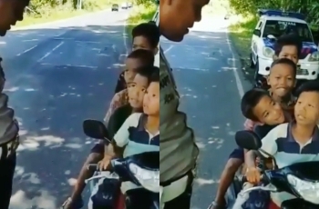 Bikin Gemas, Kelakukan Anak SD Berbonceng 4 Akhirnya Ditilang