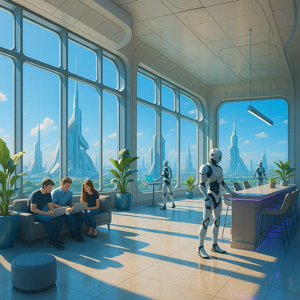 Robot in a lobby 